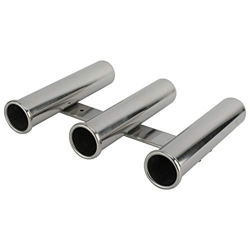 YaeMarine Fishing Rod Holder 316 Stainless Steel Fishing Rod Rack 3Tube/4Tube/5Tube/6Tube Mirror Finish for Marine Boat Yacht Camper - style: 3 Tube