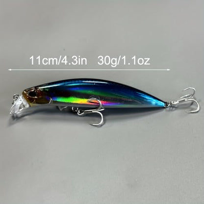 3pcs 11cm 30g Minnow Fishing Lure Kit Isca Carkbait Wobblers Swimbait Fishing Tackle Sinking Artificial Jerbaits Wobbler for Pike Bass Trout Fishing Tackle - color: AH1131B-4.3'' 1.1oz