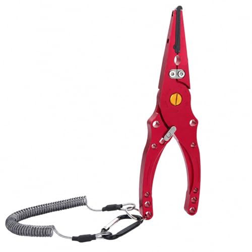 Aluminum Alloy Fishing Pliers with Cutter, Hook Removal & Split Loop Tool, Nylon Sheath Included, 300g Lightweight, Red - color: Red
