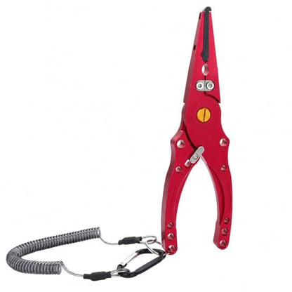 Aluminum Alloy Fishing Pliers with Cutter, Hook Removal & Split Loop Tool, Nylon Sheath Included, 300g Lightweight, Red - color: Red