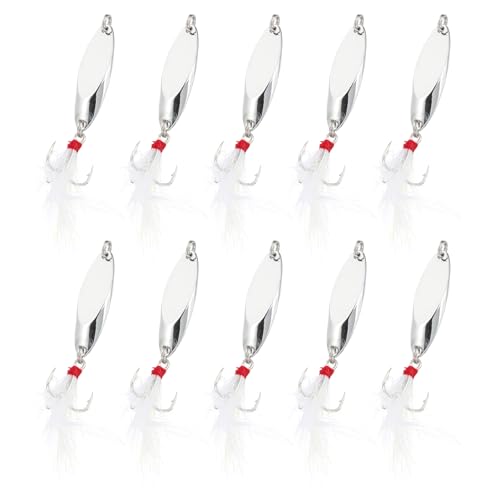 PATIKIL Fishing Spoons, Fishing Lures Casting Spoon Treble Hooks Jigs Hard Metal Spinner Baits - color: Silver Tone, size: 1/5 oz