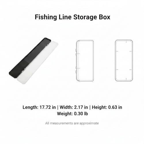 Anglers' Slim Fishing Line Spool Organizer, Transparent Tackle Storage Box for Quick ID and Compact Carry - size: 17.72 x 2.17 x 0.63 in