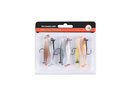 5/6Pcs Easy Catch Pre-Rigged Soft Lures,Baits for Bass Fishing - Jig Heads Soft Plastic Walleye Lures, Fishing Bait for Saltwater & Freshwater - color: 2.4",0.21oz,Colorful