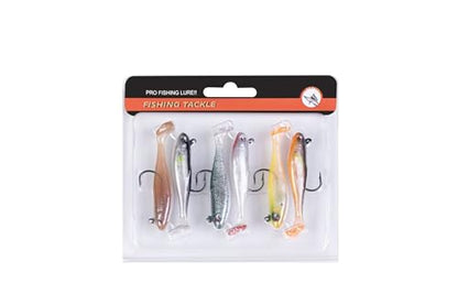 5/6Pcs Easy Catch Pre-Rigged Soft Lures,Baits for Bass Fishing - Jig Heads Soft Plastic Walleye Lures, Fishing Bait for Saltwater & Freshwater - color: 2.4",0.21oz,Colorful