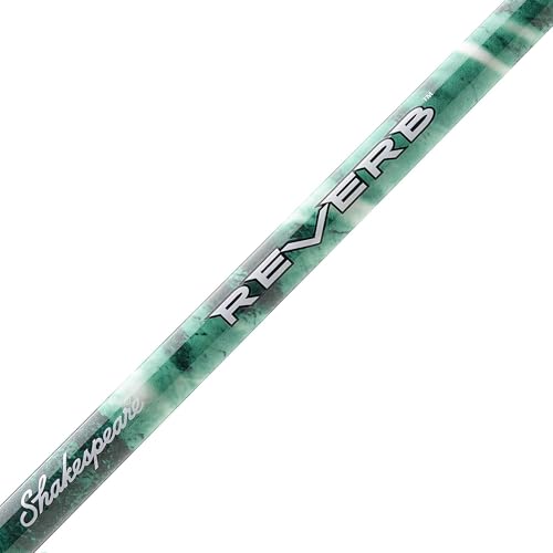 Shakespeare Reverb Spinning Reel and Fishing Rod Combo Durable Tubular Glass Rod Blank Construction, EVA Handle - color: Mossy Oak Kit