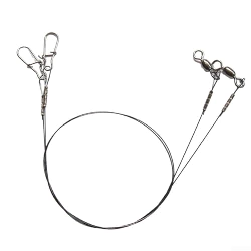 Titanium Fishing Leader Wire with Swivel and Duo-Lock Snap, 7x7 Steel Core for Predatory Fish, Anti-Kink High Strength Tackle for Pike Musky Bass - size: 30cm 14kg