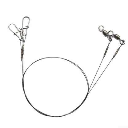 Titanium Fishing Leader Wire with Swivel and Duo-Lock Snap, 7x7 Steel Core for Predatory Fish, Anti-Kink High Strength Tackle for Pike Musky Bass - size: 30cm 14kg