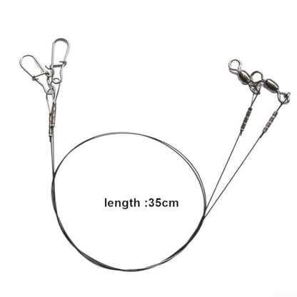 Titanium Fishing Leader Wire with Swivel and Duo-Lock Snap, 7x7 Steel Core for Predatory Fish, Anti-Kink High Strength Tackle for Pike Musky Bass - size: 35cm 18kg