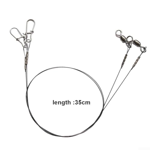 Titanium Fishing Leader Line With Swivel Snap, Steel Wire For Pike Muskie Bass, Anti Bite Saltwater Tackle For Predatory Fish Rigging Gear(35cm 18kg) - size: 35cm 18kg