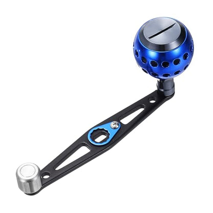 Baitcasting Power Handle, Metal Round Fishing Reel Rocker Handle Knob Replacement Parts - color: Black/Blue