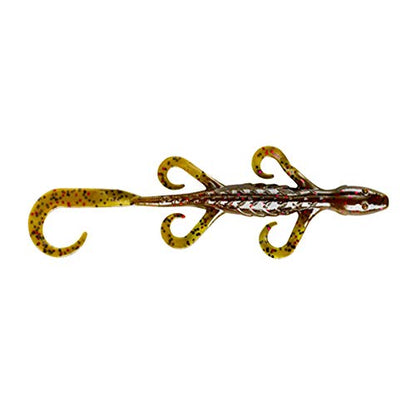 YUM Lizard Ultimate Finesse Lizard Soft Plastic Swim-Bait Bass Fishing Lure with Curly Legs and Tail - color: Green Pumpkin/Purple Flake