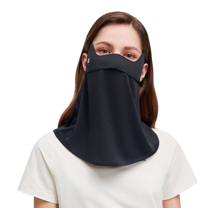 Sun UV Face Mask UPF 50+ Breathable Face Cover Scarf Cooling Neck Gaiter Outdoor Cycling Hiking SLF6M005T - color: Black