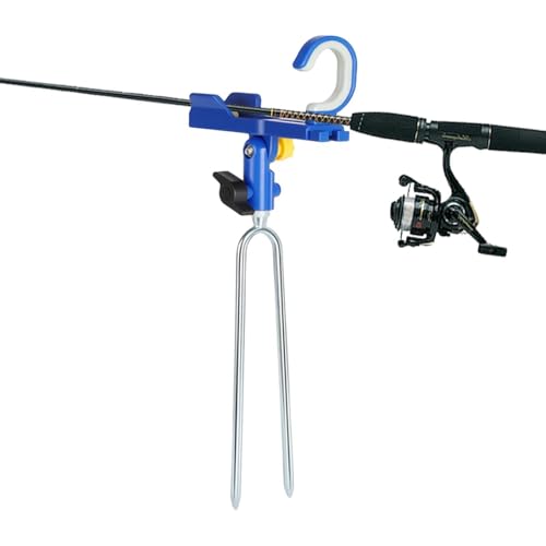 Fishing Rod Holder Angling Pole Mount Rack with Ground Spikes | Surf Fishing Rod Holder for Boat Shore Kayak Pontoon Dock Surf Beach - color: Blue