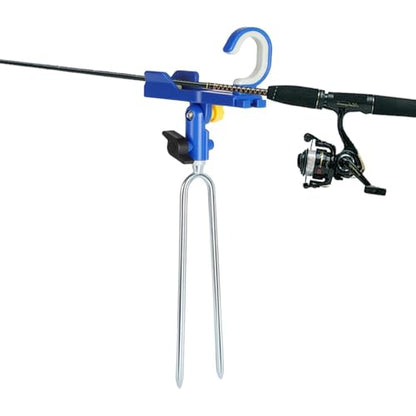 Fishing Rod Holder Angling Pole Mount Rack with Ground Spikes | Surf Fishing Rod Holder for Boat Shore Kayak Pontoon Dock Surf Beach - color: Blue