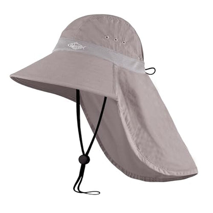 Palmyth Fishing Hat UPF 50+ Sun Protection Neck Flap Hat for Men and Women | Cooling Neck Flap, Water Resistant, Wide Brim, Detachable Chin Strap, Breathable Mesh, Sweatband, Adjustable Buckle, Packable - color: Sand