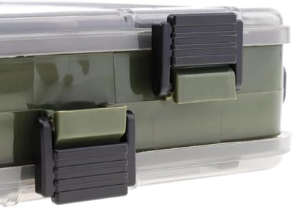 Double Sided 14 Compartments Fishing Tackle Boxes Fishing Lure Box Organizer, Fishing Bait Tackle Storage Case, Container Box for Jewelry Beads Earring Hook (Green) - color: Green