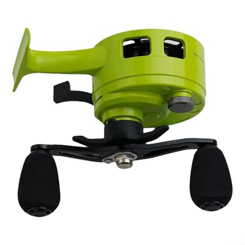 Ice Fishing Reel Inline with Magnetic Drop System, 3s.2:1 Gear Ratio 3s+1 Bearing Spool, Two-Way Lever for Winter Raft Braking, ABS Metal - color: yellow-green, size: left hand