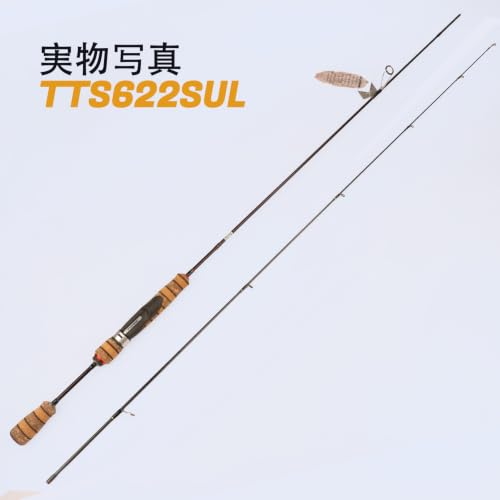 Teton 5'2"-6'6" BFS Fishing Rod Casting & Spinning, Ultra Light Rods, 40T Carbon Fiber Blank, Fuji Guides & Reel Seat, MF Fast Action, 2 Piece Travel Trout Lure Pole - size: Spin 6'2"-SUL-M Fast-TTS622SUL