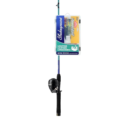 Shakespeare Catch More Fish Spincast Reel and Fishing Rod Combo with Kit - color: Lake/Pond - Green, style: 2024 Model