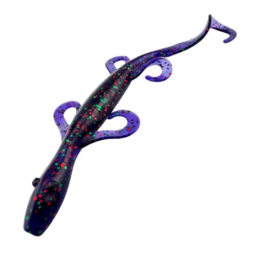 Wild Lizard Soft Lure, 5.5 Inch Scented Creature Bait for Bass Fishing, Active Legs & Tail, Dense Salt Body for Natural Sink, Ideal for Texas & Carolina Rig, 10-Pack - color: Junebug