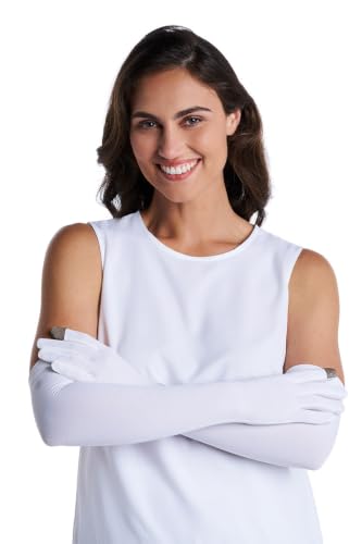 Coolibar Long Full Finger UV Sun Gloves - UPF 50+ Sun Protection - Culebra - color: White, size: Large