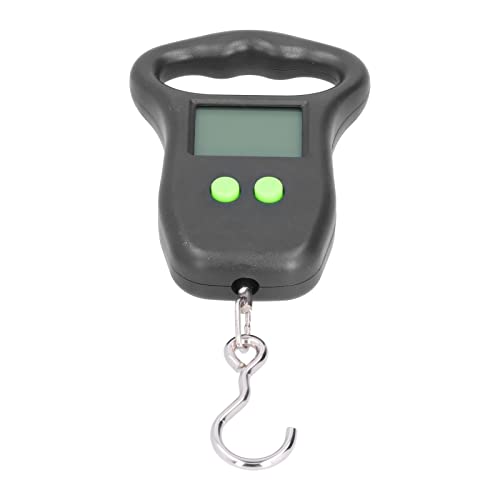 Digital Hanging Scale, Portable Accurate Electronic Weighing with Backlit LCD Display for Travel Fishing ABS Black 50kg 2 AAA Battery Powered