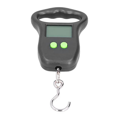 Digital Hanging Scale, Portable Accurate Electronic Weighing with Backlit LCD Display for Travel Fishing ABS Black 50kg 2 AAA Battery Powered