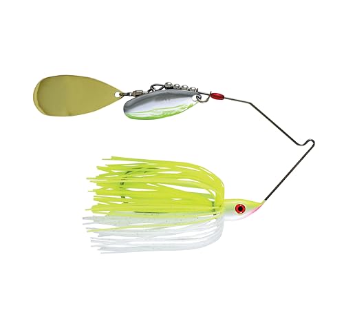 Hydra-Vibe Spinner Bait with Custom Blades - color: Chartreuse/White, size: 3/4 OZ