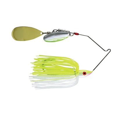 Hydra-Vibe Spinner Bait with Custom Blades - color: Chartreuse/White, size: 3/4 OZ