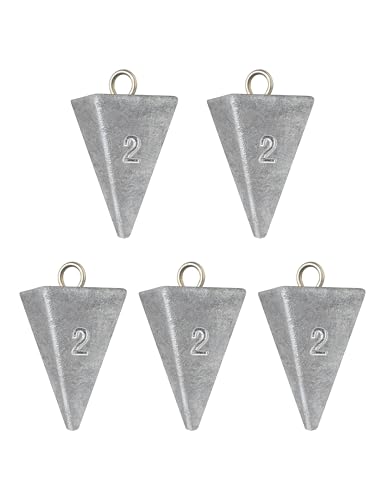 BLUEWING Pyramid Sinkers Lead Fishing Weights 1oz,2oz,3oz,5oz,8oz,10oz,12oz,16oz,32oz for Saltwater - style: #02 2oz, 7 Pack