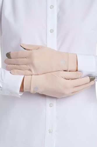 Coolibar Full Finger UV Sun Gloves - UPF 50+ Sun Protection - Gannett - color: Beige, size: Large