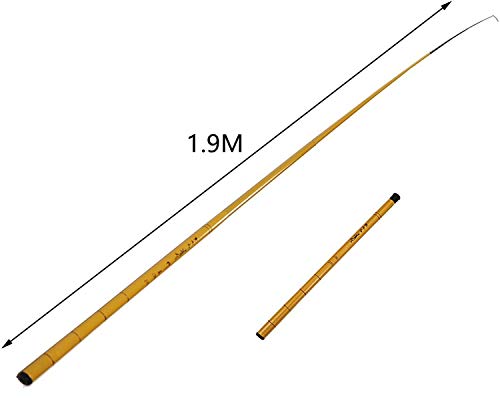 XMHF Traveling Fishing Rod 6 Sections Telescopic Pole Retractable Angling Fishing Pole Rod 1.7M Length - size: 1.9M