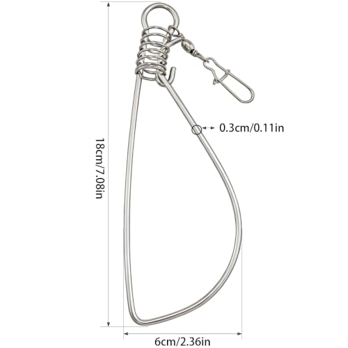 6PCS Stainless Steel Fish Stringer 18cm Wire Diameter 3.0 with Figure Eight Lure Ring Fishing Gear Accessories Outdoor Heavy Duty Rope Clip