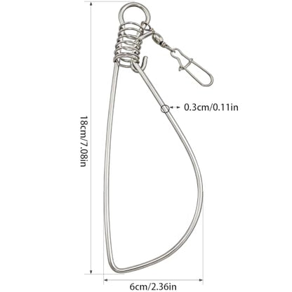 6PCS Stainless Steel Fish Stringer 18cm Wire Diameter 3.0 with Figure Eight Lure Ring Fishing Gear Accessories Outdoor Heavy Duty Rope Clip