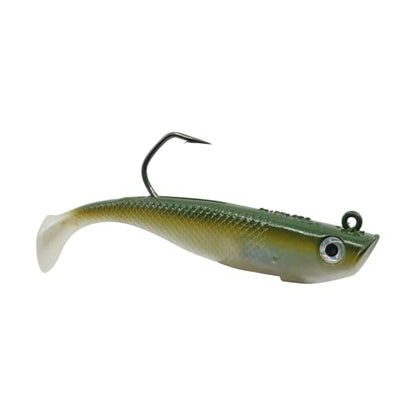 Hogy Protail Paddle Pre-Rigged Swimbait Saltwater Fishing Lure VMC Hook | Pre-rigged paddle tail swimbait with VMC Barbarian hook for Striped Bass, Bluefish, Snook, Tarpon & Tuna. - color: Olive, size: 5.5"/2oz