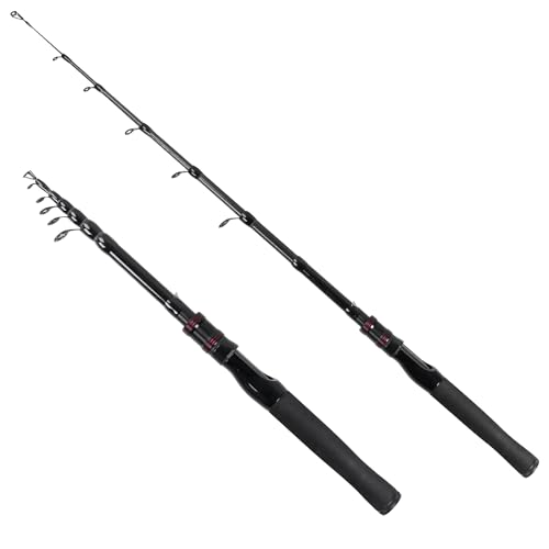 Telescopic Fishing Rod, Collapsible Fishing Rod Portable Spinning Pole for Saltwater and Freshwater, Carbon Fiber Lightweight and Compact Design - size: 6.9 feet