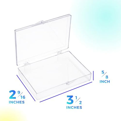 10-Pack Clear Hinged Plastic Containers, Keepsake Storage Boxes, 3 1/2" L x 2 9/16" W x 5/8" H, Made in USA, Plastic Display Case or Small Box for Storage and Organization - size: 3.5" x 2.56" x 0.63"