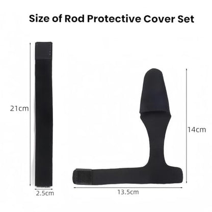 Fishing Rod Protector Sleeve, 3 Pack | High Elastic Strap, Rod Tip Cover and Sleeve, With Tie Straps - color: Red 3