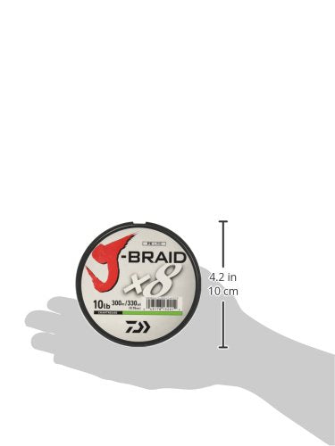 Daiwa J-Braid 300M 8-Strand Woven Round Braid Line - color: CHARTREUSE, size: 10 lb
