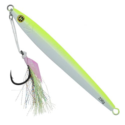 Hogy Big-Game Sand EEL Jig - Tuna Fishing Lure Knife-Style Deep Water Jig | Knife-style deep water jig with heavy-duty assist hooks for Tuna, Striped Bass, Groundfish & saltwater fishing. - color: Albie Crack, size: 10/0 - 12oz