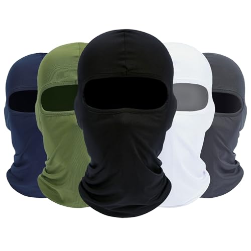 ROXUN Balaclava Ski Mask, 5 Pack Neck Gaiter Motorcycle Summer Cooling | UV Protection Shiesty, Windproof Scarf for Men/Women, Face Mask, Versatile Use - color: Black+white+navy Blue+army Green+dark Gray