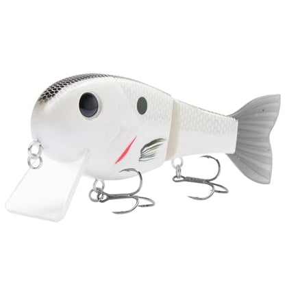BASSROCK Topwater Fishing Lures for Bass Pike Salmon Floating Swimbait Jointed Crankbait Freshwater Saltwater 4.9in/1.76oz RK1001 - color: White Shad, size: 3.9in/1.04oz