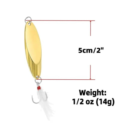 Fishing Spoons Lures for Bass Trout Salmon, 1/5oz Sliver Metal Spoon Lures for Saltwater Freshwater, 10Pcs Casting Spinner Bait Set with Durable Hooks for Lakes Rivers & Surf Fishing - color: Gold Tone Fishing Spoons 1/5oz,5 Pcs