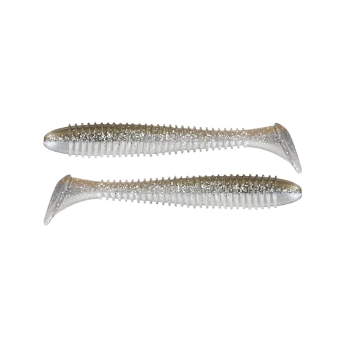 Moose Baits 3.8” Paddle Swimmer Soft Plastic Baits – Bass Fishing Lures - Soft Lure Bass, Durable Plastic Bait Swimmer for Freshwater Bass (6 Pack) - color: Shad