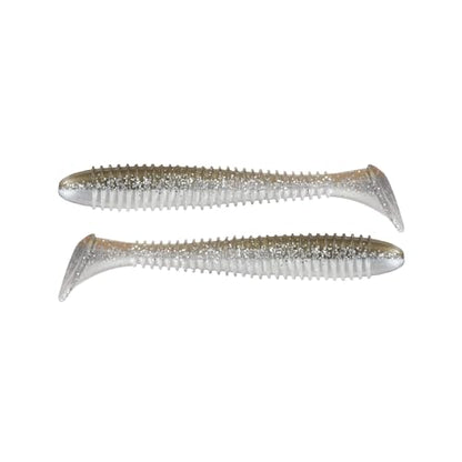 Moose Baits 3.8” Paddle Swimmer Soft Plastic Baits – Bass Fishing Lures - Soft Lure Bass, Durable Plastic Bait Swimmer for Freshwater Bass (6 Pack) - color: Shad