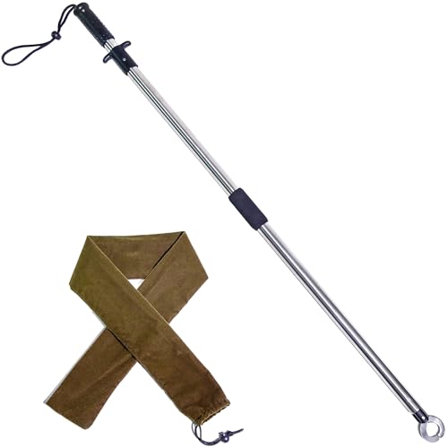 Heavy-Duty Fish Gripper – Extra-Long Stainless Steel Grabber with Non-Slip Handle, Wrist Lanyard & Storage Bag for Secure Fish Handling in Freshwater & Saltwater - color: 110cm/43.3in(3.6ft) Black