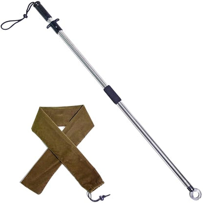 Heavy-Duty Fish Gripper – Extra-Long Stainless Steel Grabber with Non-Slip Handle, Wrist Lanyard & Storage Bag for Secure Fish Handling in Freshwater & Saltwater - color: 110cm/43.3in(3.6ft) Black