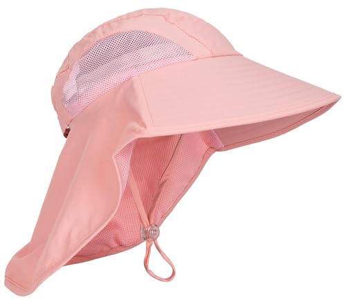 Outdoor Kids Sun Hat for Boys Girls UPF 50+ Breathable Summer Mesh Fishing Hat with Wide Brim Neck Flap Bucket Hat
