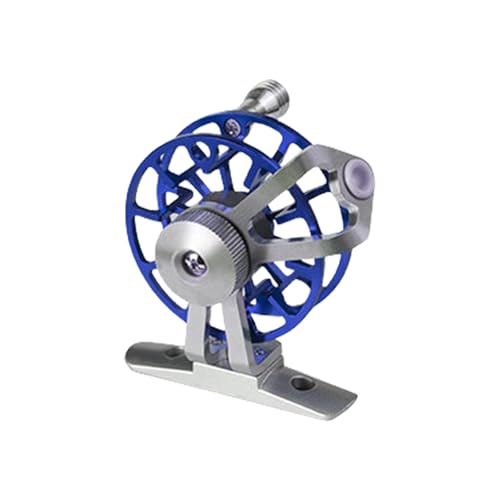 Reel, Aluminum Reels for Trout Pike Fly Fishing Winter Ice Wheel Fly Tackle Aluminum Saltwater - color: Blue with base, size: Lightweight