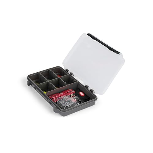 Plano StowAway 3600 50/50 Split Stow Tackle Box with Corrosion-Preventive Rustricor, Single Latch Design, Transparent DuraView Lid, Stackable Storage for Fishing Bait, Lures and Gear - size: 3600 50/50 Split, style: New Model